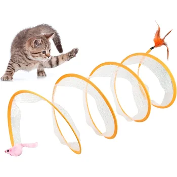 Складной Кошачий Туннель S-Типа Cats Tunnel Пружинная Игрушка Мышиный Туннель С Шариками И Извилинами Cat Outdoor Cat Toys For Kitten Interactive