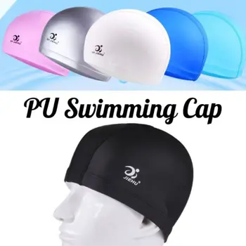 Спортивные водонепроницаемые однотонные шапочки для плавания для взрослых /детей, защищающие уши, шапочка для бассейна из искусственной ткани