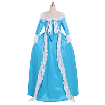 Средневековая Мария-Антуанетта Рококо, Необычное синее платье 18 века, Бальное платье герцогини, женское свадебное платье