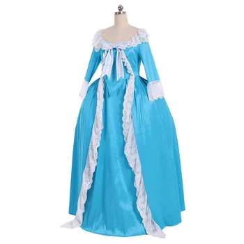 Средневековая Мария-Антуанетта Рококо, Необычное синее платье 18 века, Бальное платье герцогини, женское свадебное платье 1