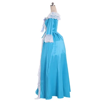 Средневековая Мария-Антуанетта Рококо, Необычное синее платье 18 века, Бальное платье герцогини, женское свадебное платье 2