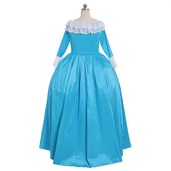 Средневековая Мария-Антуанетта Рококо, Необычное синее платье 18 века, Бальное платье герцогини, женское свадебное платье 3
