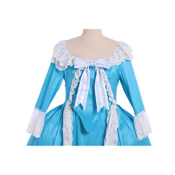 Средневековая Мария-Антуанетта Рококо, Необычное синее платье 18 века, Бальное платье герцогини, женское свадебное платье 4