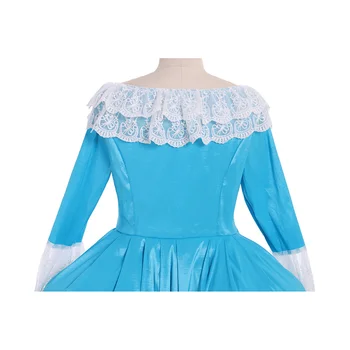 Средневековая Мария-Антуанетта Рококо, Необычное синее платье 18 века, Бальное платье герцогини, женское свадебное платье 5