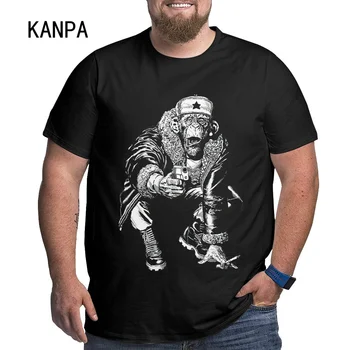 Стильная летняя модная хлопковая футболка с изображением обезьяньего копья оверсайз для мужчин с забавным принтом - повседневная уличная одежда в лучшем виде 6XL 5XL