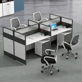 Столы для персонала, комбинации столов и стульев, простые современные слоты для карт памяти с экраном для 2 человек, 4 человек и 6 человек, сидящих в