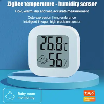 Умный термометр Tuya ZigBee для дома, датчик температуры и влажности в помещении с ЖК-дисплеем, приложение для голосового управления Alexa Google Home 5