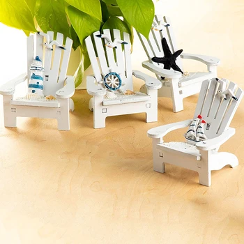 Фигурка пляжного стула, реквизит для фотосъемки ручной работы, сосна, кукольный стул в средиземноморском стиле, Миниатюрное украшение для дома