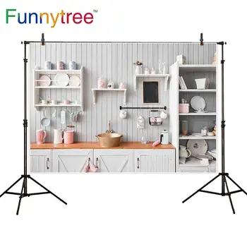 Фоны Funnytree для кухни фотостудии, белый шкаф, внутренний фон для фотосессии, реквизит для фотосессии photobooth