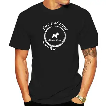 Футболка Bichon Frise Circle of Trust Dog, уличная одежда из хлопка с графическим рисунком, футболка Harajuku оверсайз с коротким рукавом и круглым вырезом, мужская одежда