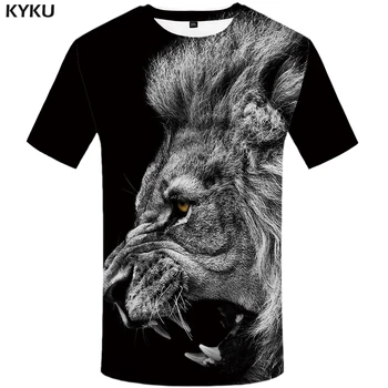 Футболка KYKU Lion, Черная Одежда, Футболка с животными, Дизайнерские футболки, Большие Размеры, Мужские Топы, Футболки, Мода XS-8XL