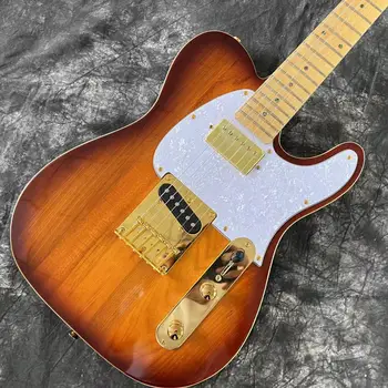 Электрогитара цвета Sunburst с массивным корпусом TELE Guitarra Кленовый гриф