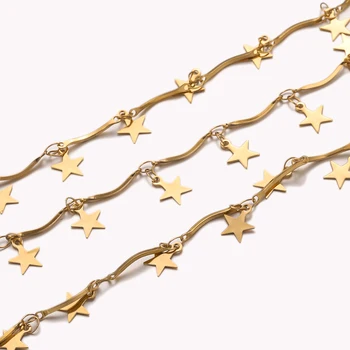 1 метр из нержавеющей стали Позолоченные цепочки с наполнением Star Charm Rolo Ножной браслет Ожерелье для изготовления ювелирных изделий своими руками 4