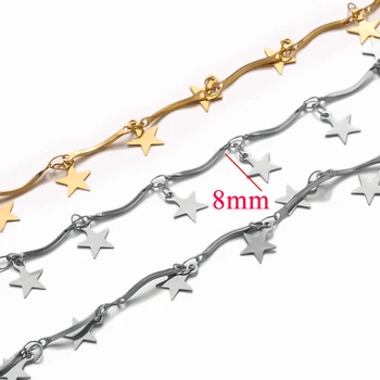 1 метр из нержавеющей стали Позолоченные цепочки с наполнением Star Charm Rolo Ножной браслет Ожерелье для изготовления ювелирных изделий своими руками 5