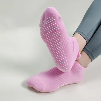1 пара Носков для Йоги для Женщин, Силиконовый Нескользящий Хлопчатобумажный Носок, Идеально подходящий для Пилатеса, Чистая Штанга, Балетные носки Для тренировок Босиком, Танцевальные носки 2