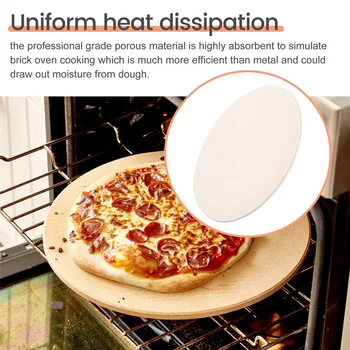 12-дюймовый керамический камень для пиццы Камень для выпечки пиццы / форма для выпечки, идеально подходит для гриля и духовки - Термостойкий, прочный и безопасный 5