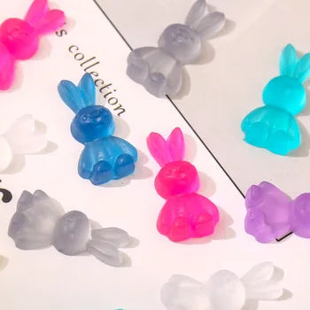 20 шт./упак. Кролик 3D полупрозрачный милый мультяшный желейный цветной кролик с длинными ушами Украшение ногтей Маникюр DIY Аксессуары 0