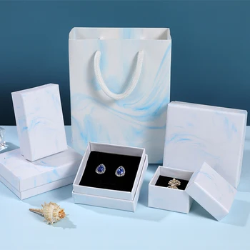 24шт Квадратная подарочная коробка для ювелирных изделий для ожерелья Кольца серег браслета Бумажные картонные коробки для ювелирных изделий для упаковки хранения Оптом