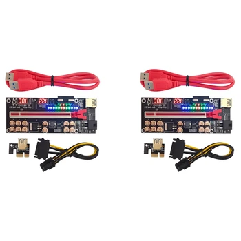2X VER018 PRO PCI-E Riser Card USB 3.0 Кабель 018 PLUS PCI Express От 1X До 16X Удлинитель Pcie Адаптер Для майнинга BTC (красный)