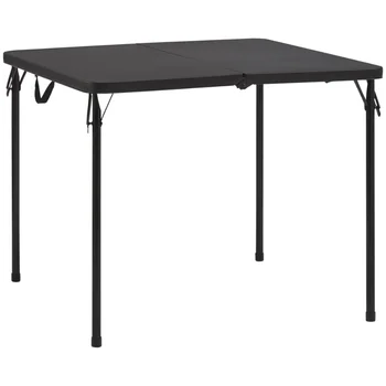 34-дюймовый квадратный складной столик из смолы насыщенного черного цвета