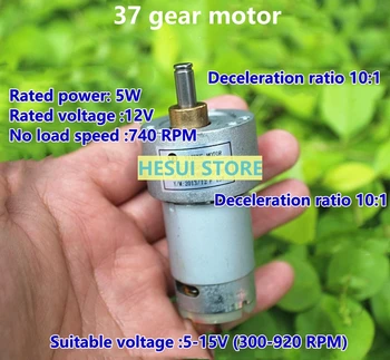 37-кратный мотор-редуктор 10: 1 постоянного тока 12 В 740 об/ мин ручной генератор на тележке