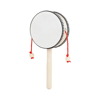 4-дюймовый барабан-погремушка Деревянный белый ручной барабан Orff Ручной музыкальный инструмент Детские игрушки подарки Музыкальное просвещение Образование