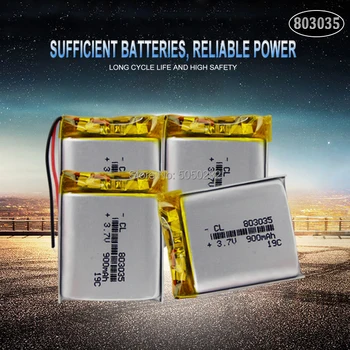 4шт 900 мАч 3,7 В 803035 Полимерно-литиевая аккумуляторная батарея для GPS mp3 mp4 mp5 power Bank Звук динамика Bluetooth