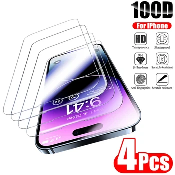 4шт Закаленное Стекло для iPhone 14 13 12 11 Pro Max Mini Screen Protector для iPhone 14 Plus XS XR X 8 7 6S SE 2022 HD Film Glass