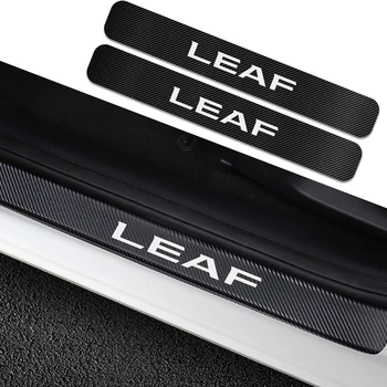4ШТ Защитные Наклейки На Порог Автомобиля Для Nissan Leaf Carbon Fiber Auto Scuff Plate Защита От Царапин Наклейки Аксессуары Для Тюнинга