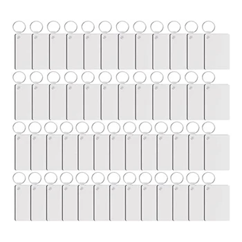 50 Штук Заготовок для сублимации в виде прямоугольника из белого МДФ Заготовка для брелка из МДФ Заготовки для колец для ключей