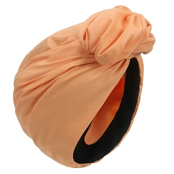 667E Элегантная мусульманская повязка на голову в стиле ретро, Однотонный головной платок, женский Тюрбан, шапочки, головной убор для летних посиделок