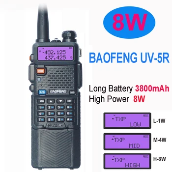 Baofeng UV 5R 3800 мАч Большая батарея 8 Вт Портативная рация 10 КМ UV5R CB Радиоприемная Станция Двухсторонние рации PowerfulUV-5R