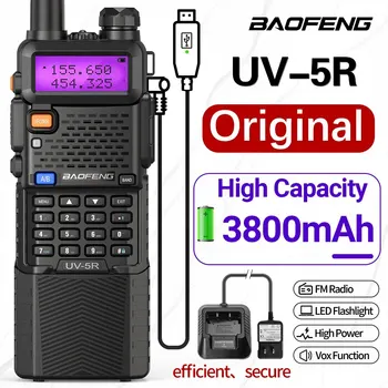 Baofeng UV 5R 3800 мАч Портативная Рация Дальнего Действия USB Зарядное Устройство UHF VHF Двухдиапазонный Двухсторонний Радиоприемник Ham Радио Для UV K5