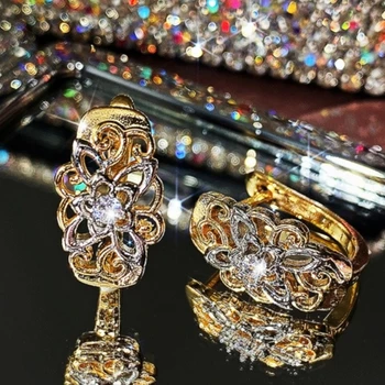CAOSHI Стильные женские серьги-кольца в форме цветка, Нежный дизайн, вечерние украшения для женщин, Изысканные женские свадебные аксессуары