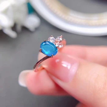 FS Натуральное высококачественное кольцо с геометрическим голубым опалом S925 из чистого серебра, изысканные модные свадебные украшения для женщин MeiBaPJ 1
