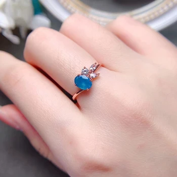 FS Натуральное высококачественное кольцо с геометрическим голубым опалом S925 из чистого серебра, изысканные модные свадебные украшения для женщин MeiBaPJ 3