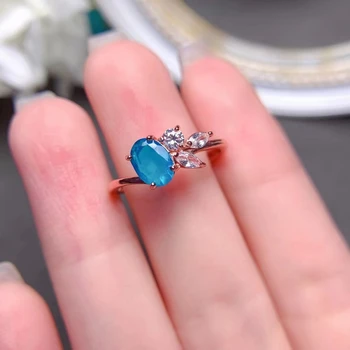 FS Натуральное высококачественное кольцо с геометрическим голубым опалом S925 из чистого серебра, изысканные модные свадебные украшения для женщин MeiBaPJ 4