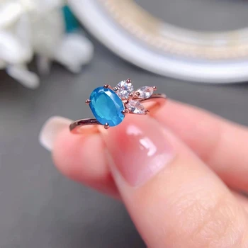 FS Натуральное высококачественное кольцо с геометрическим голубым опалом S925 из чистого серебра, изысканные модные свадебные украшения для женщин MeiBaPJ 5