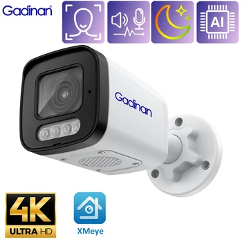 Gadinan 8-мегапиксельная IP-камера HD 4K с функцией распознавания лиц на открытом воздухе, 5-мегапиксельная 4-мегапиксельная H.265 + Цветная камера ночного видения POE для защиты от человеческого звука