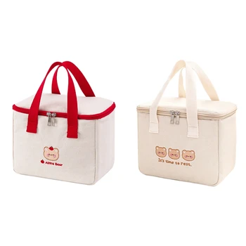 HLZS-Эстетичная Кавайная милая сумка для ланча, коробка, изолированная, герметичная, водонепроницаемая, долговечная для женщин, девочек, детей, офис, школьный стиль