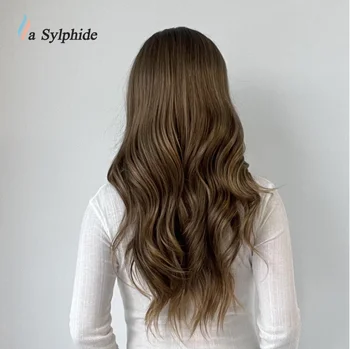 La Sylphide Длинноволновый коричневый парик с омбре средней части, синтетические парики хорошего качества, повседневные натуральные женские парики из термостойких волос 3