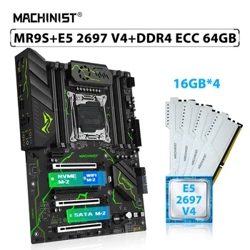 MACHINIST X99 MR9S Комплект материнской платы LGA 2011-3 Xeon Kit E5 2697 V4 Процессор CPU 4шт * 16 ГБ = 64 ГБ ECC памяти DDR4 RAM NVME M.2 SATA
