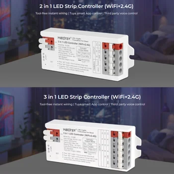 Miboxer 2/3 в 1 светодиодный Контроллер WiFi Zigbee 3,0 + 2,4 G для Одноцветной/Двойной белой/RGB/RGBW/RGB + CCT светодиодной ленты DC12-24V 1