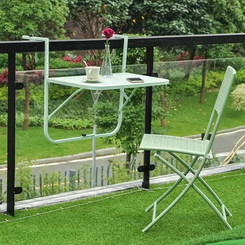 Mini Mesa colgante de estilo europeo para balcón, barandilla de hierro, plegable, para colgar en la pared, mesa pequeñCD