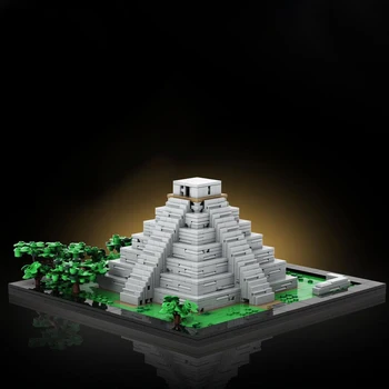 MOC City Street View Модель пирамиды майя, набор строительных блоков, ориентир архитектуры в стиле ретро, Образовательные кирпичные игрушки, подарок для детей на День рождения