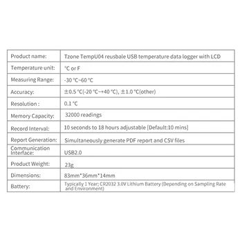 Tempu04 USB Регистратор Данных температуры Многоразовый Регистратор Данных Температуры С Емкостью 32000 Точек СКИДКА 30% 3