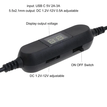 USB C до 5,5x2,1 мм Кабель питания с регулируемым напряжением 2 В-12 В для светодиодного вентилятора T21A 1