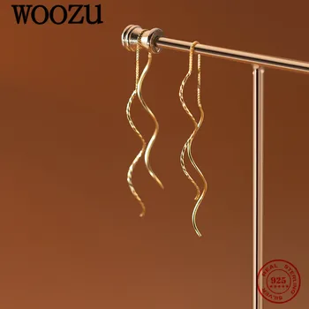 WOOZU, Новое поступление, серьги-гвоздики из стерлингового серебра 925 пробы с геометрическим блеском и волнами Для женщин, Европейская хип-хоп вечеринка, Рок-украшения для ушей