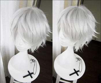 Аниме Tokyo Ghoul Kaneki Ken Парик с короткими серебристо-белыми термостойкими волосами, парики для косплея