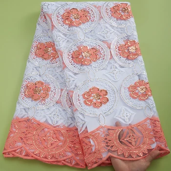 Африканская сетчатая тюлевая кружевная ткань с блестками 2022, Высококачественное кружево из молочного шелка, Нигерийская сетчатая кружевная ткань для женщин, свадьба Y2963